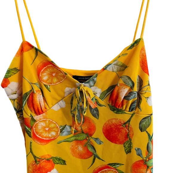 Urban Outfitters Elodie Citrus Orange Mesh Stretch Mini Dress Size Small - Picture 2 of 3